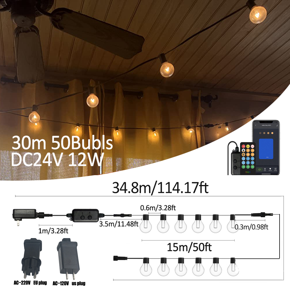 Smart Led Garden - Guirlande lumineuse LED intelligente G40 pour
